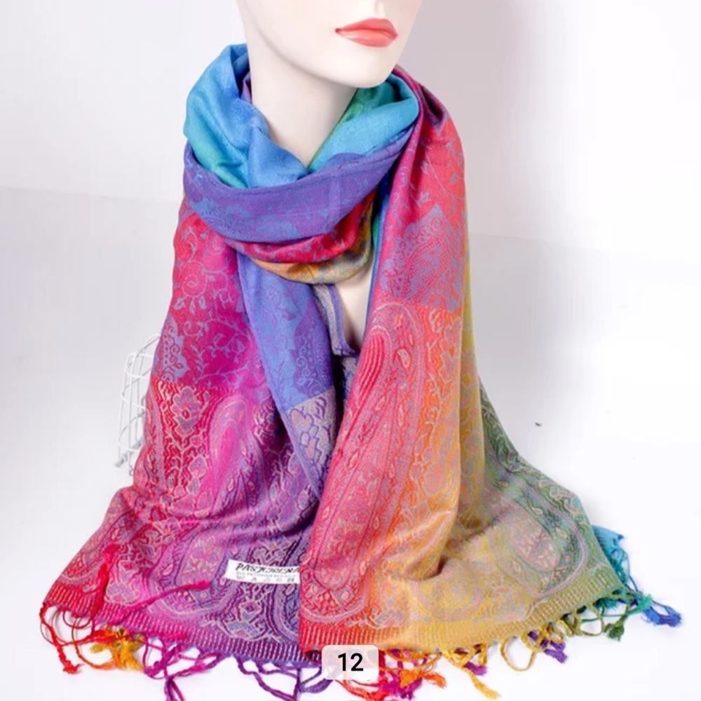 Paisley Patterned Multicolor Scarf - Picture 9 of 11